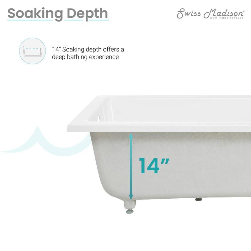 Swiss Madison SM-DB571 Voltaire 48" Drop In Acrylic Soaking Tub with