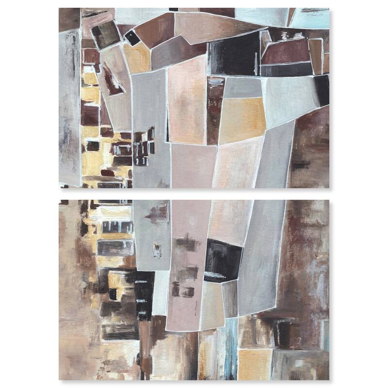 Wall Fragments Canvas Set of 2 by Art Remedy, Gallery Wrapped - 54" x 36"