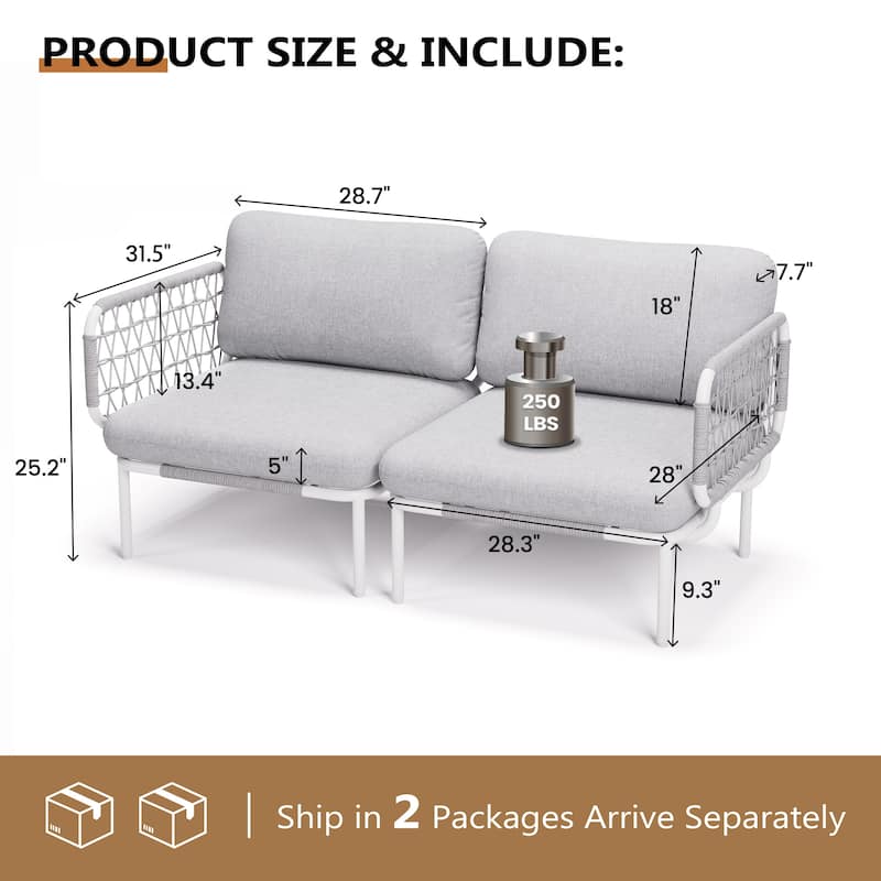 VredHom Outdoor Patio Aluminum PE Rattan Sectional Sofa Free Combination Conversation Seating Sets with Cushions