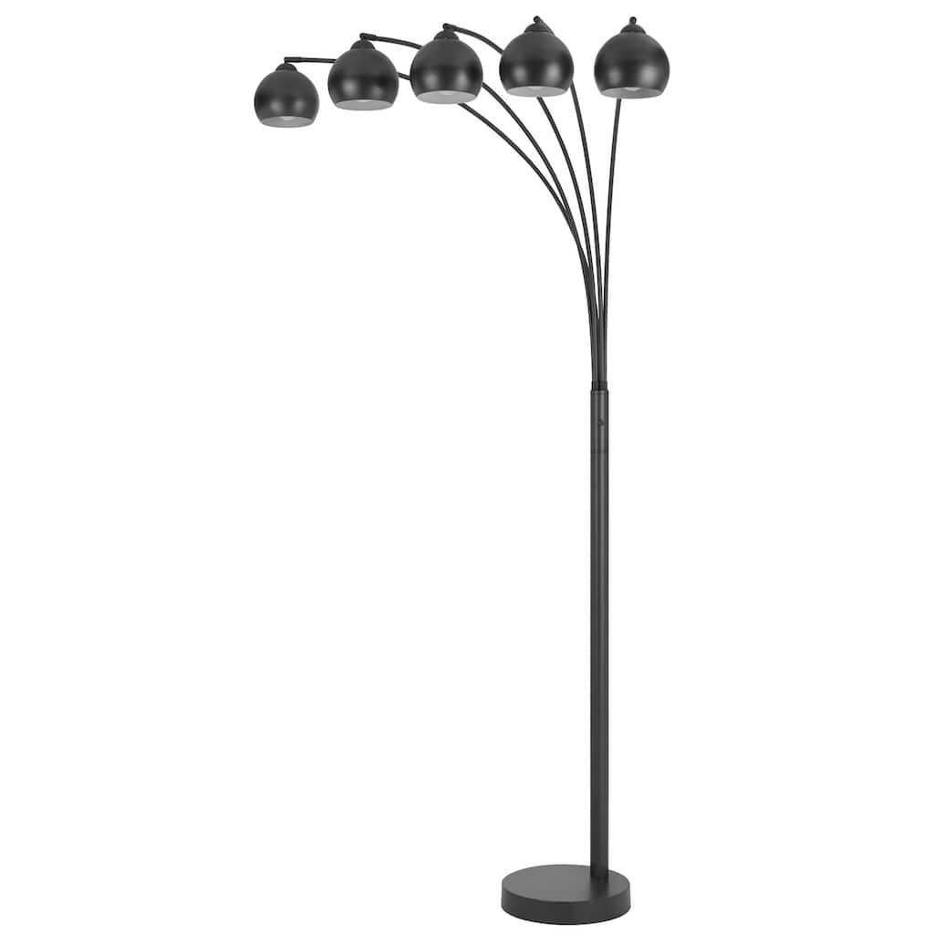 60W x 5, 3 way Richford arc floor lamp with metal shades and heavy weight based - One Size