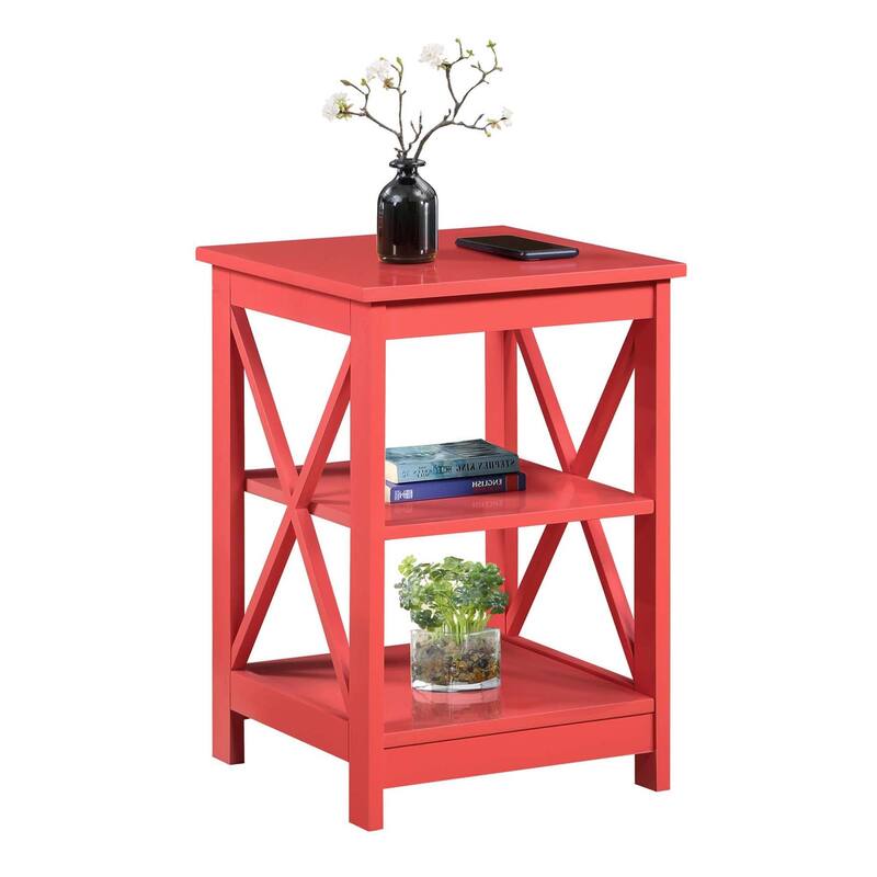 Copper Grove Cranesbill X-Base 3-Tier End Table with Shelves