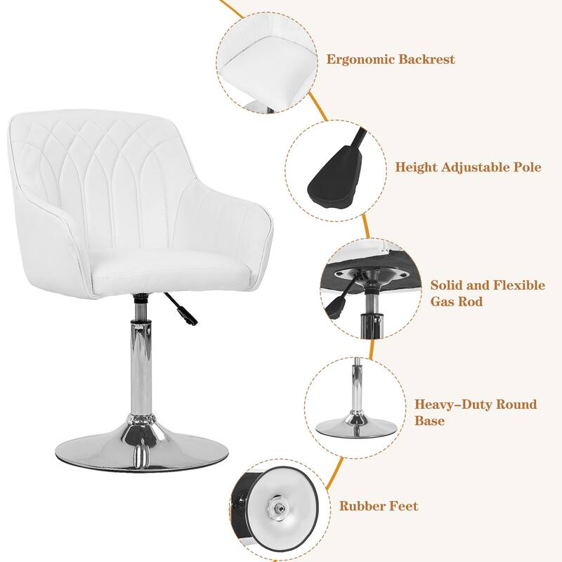 VECELO Vanity Chair Makeup Swivel Accent Chair Height Adjustable Round Back Tilt Chair for Living Room Vanity Office Bar Stool