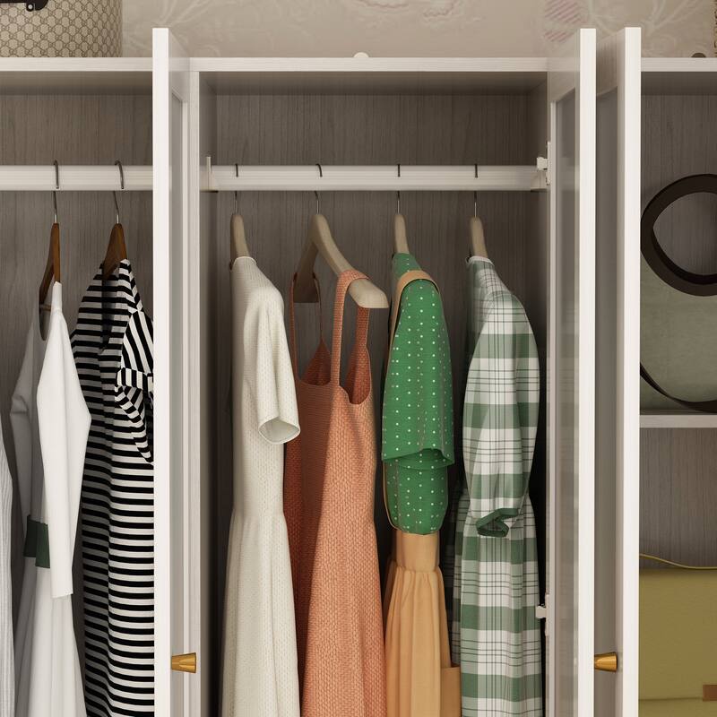 Combo Elegant Light Gray Wardrobe Modular Closet Configuration Armoire