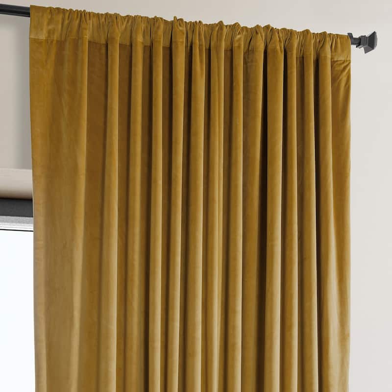 Exclusive Fabrics Signature Plush Velvet Hotel Blackout Curtains (1 Panel) - Luxury Soft Drapery for Light Control & Elegance - 100 X 120 - Sophomore Gold