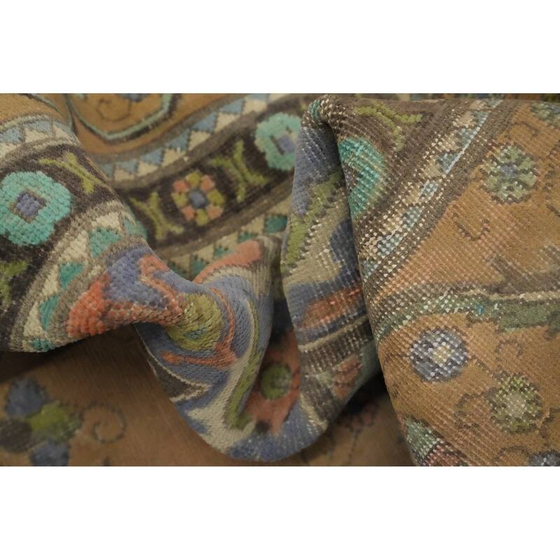 Hand Knotted Oriental 100% Wool Carpet Traditional Floral Oranges & Rust Tabriz Area Rug - 11' 11'' X 9' 4''