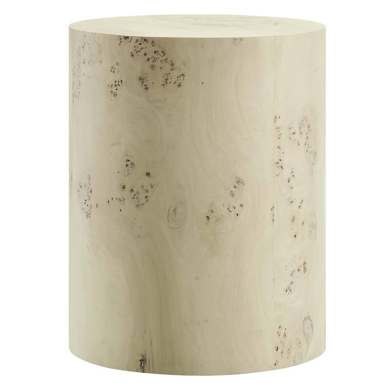 Cosmos 16" Round Burl Wood Side Table - N/A