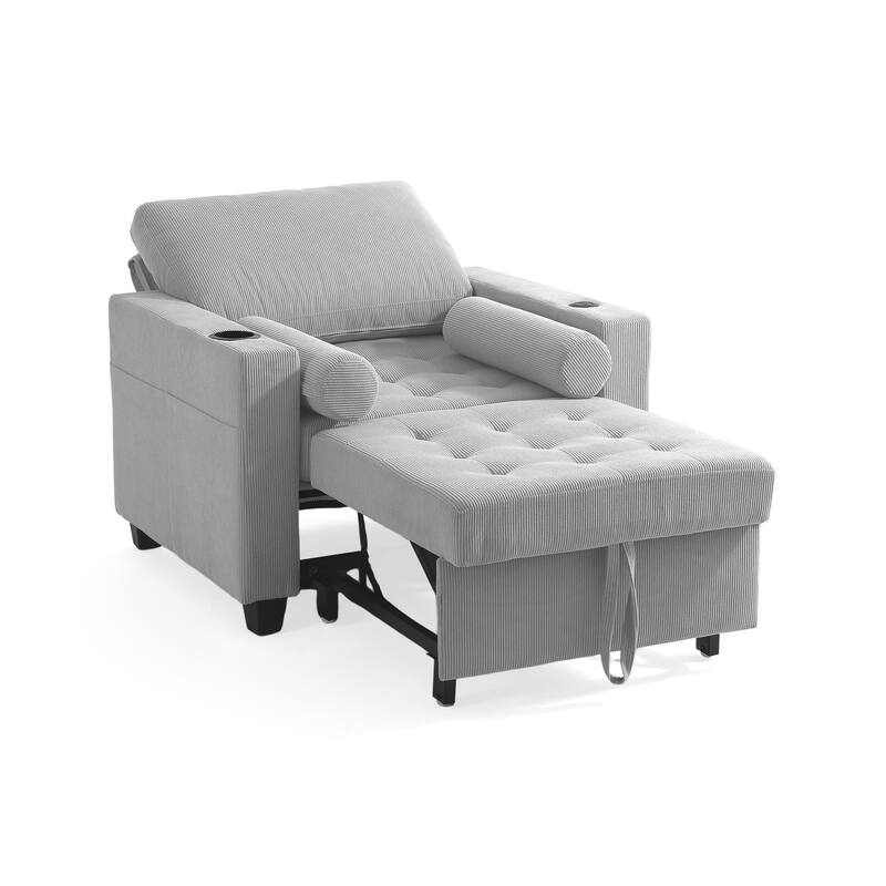 2 Set Convertible Adjustable Lounge 3-in-1 Pull-Out Sleeper Chair Bed