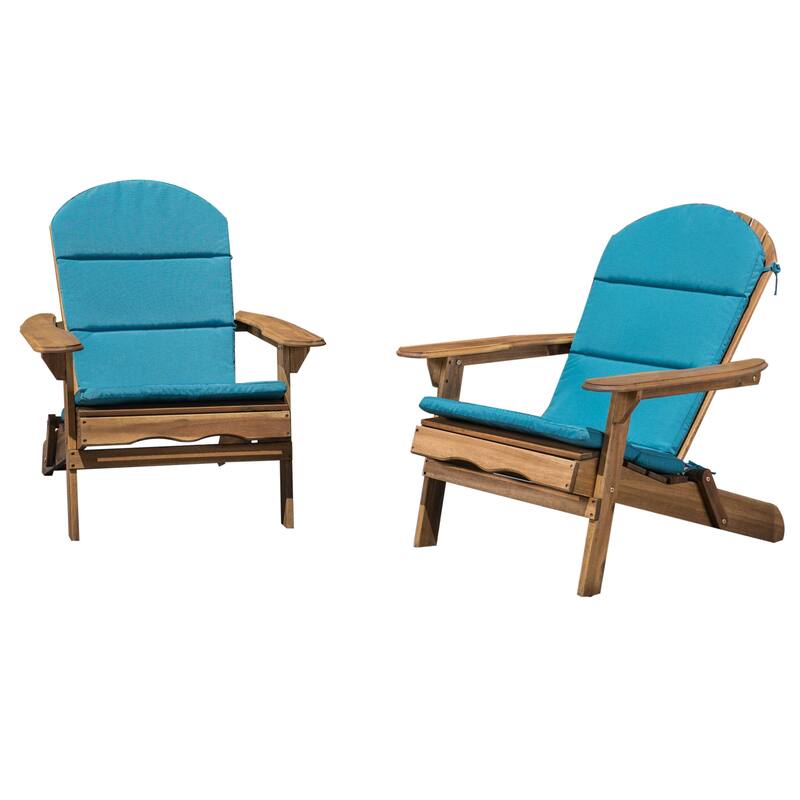 Malibu Outdoor Acacia Wood Folding Adirondack Chairs with Cushions (Set of 2) by Christopher Knight Home