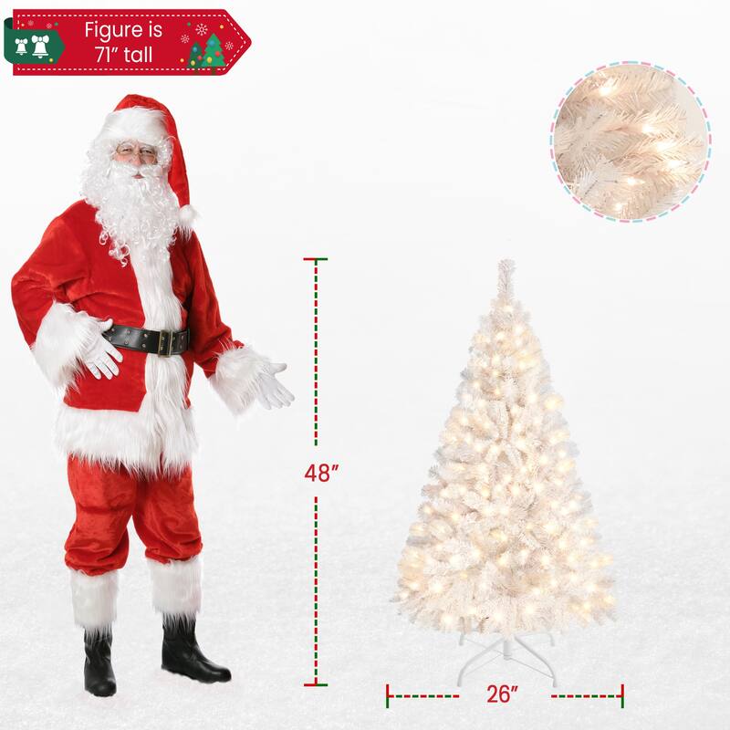 Yaheetech 4ft Pre-lit Black Tinsel Artificial Halloween Christmas Tree