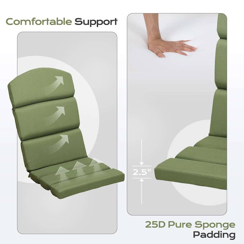Aoodor Patio Chair Cushion Set of 2 - High-Back Adirondack Patio Cushions with Ties