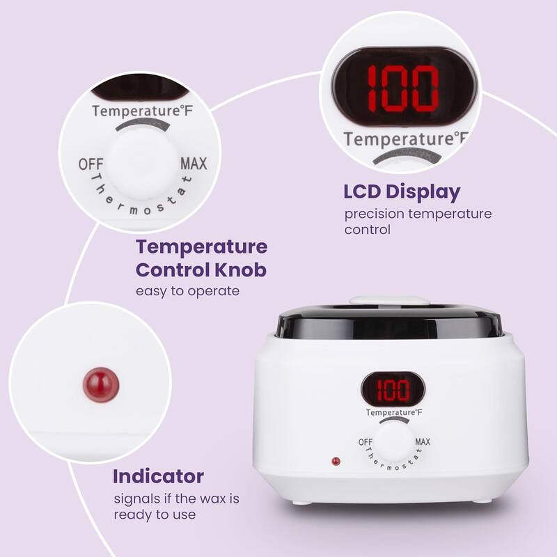 Brazilian Wax Warmer Kit with 5 Hard Wax Beads & Digital Display - For Full Body, Face, Bikini, Sensitive Skin