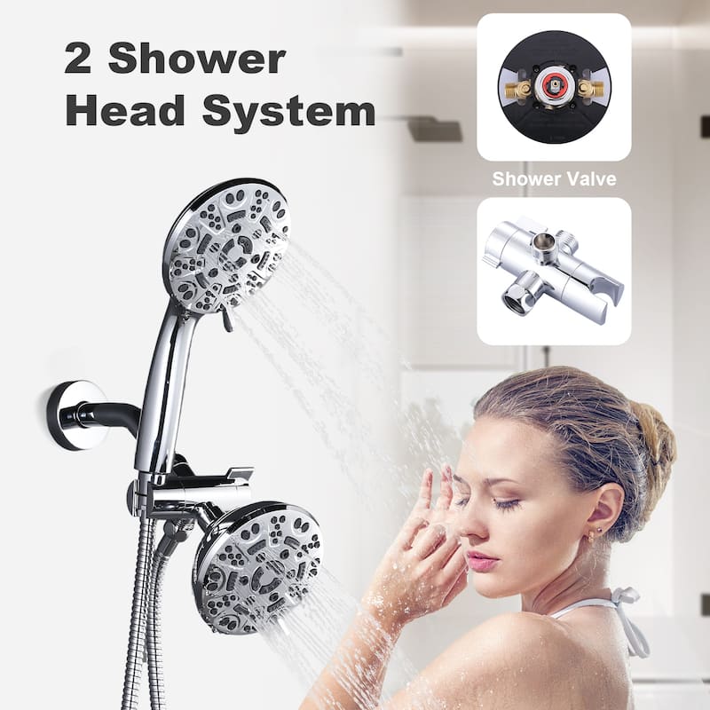 WOWOW Single Handle 7-Spray Dual Shower Head Faucet with Tub Spout