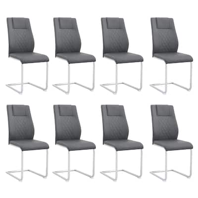 Modern Dining Chairs with Faux Leather Padded Seat Dining Living Room Chairs Upholstered Chair with Metal Legs Design