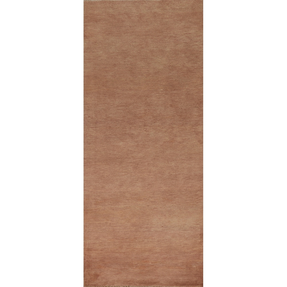 Brown Gabbeh Oriental Runner Rug Hand-Knotted Hallway Wool Carpet - 3'1"x 9'5"