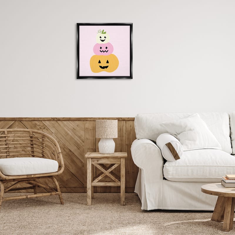 Stupell Pastel Happy Jack-o-Lanterns Framed Floater Canvas Wall Art Design By Sazerelli Designs