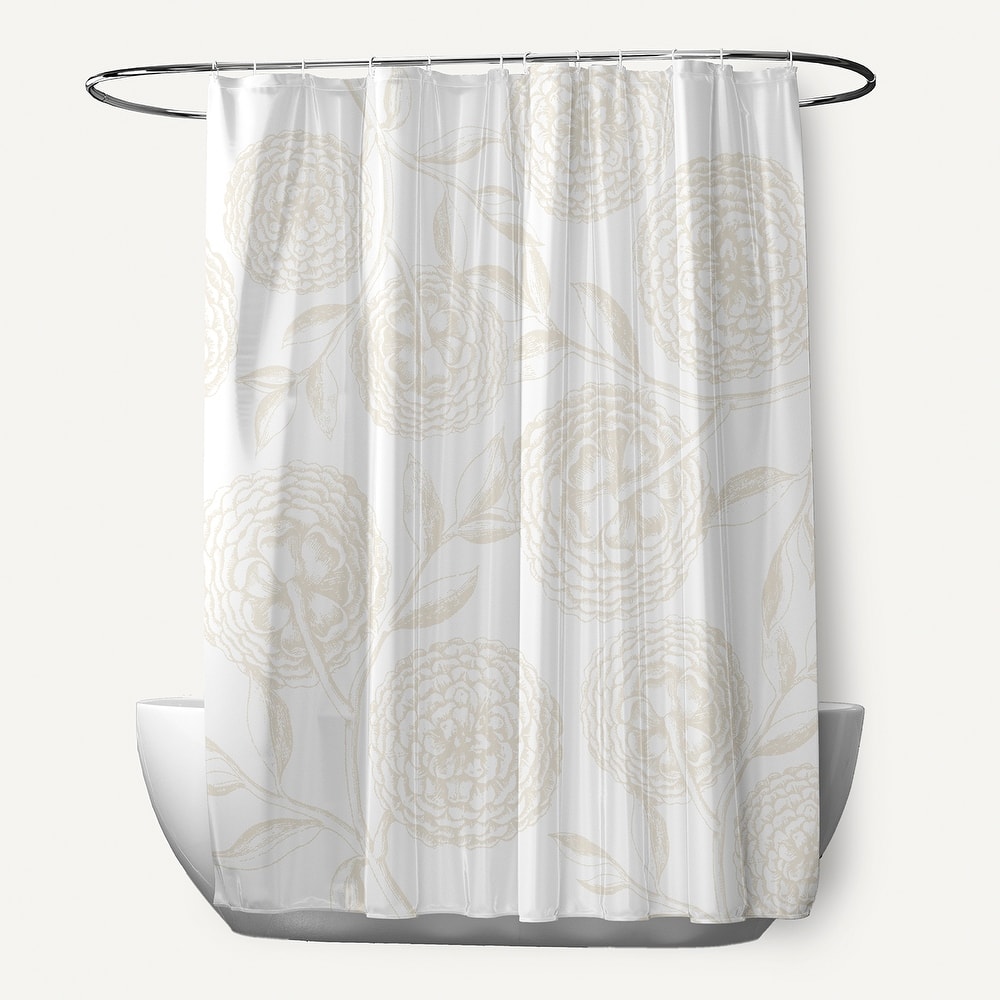 71 x 74-inch Antique Flowers Floral Print Shower Curtain
