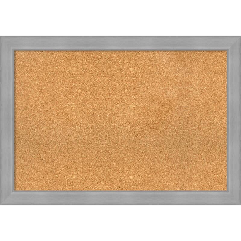 Vista Brushed Nickel Framed Cork Bulletin Memo Board - 40-Inch x 28-Inch