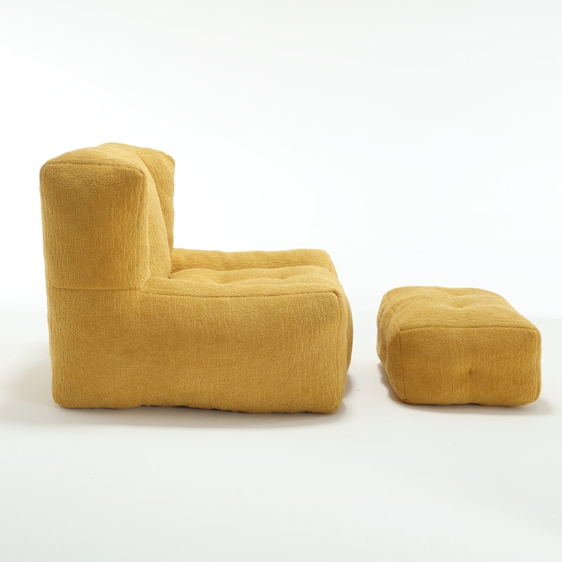 Fluffy bean bag chair with memory foam and ottoman