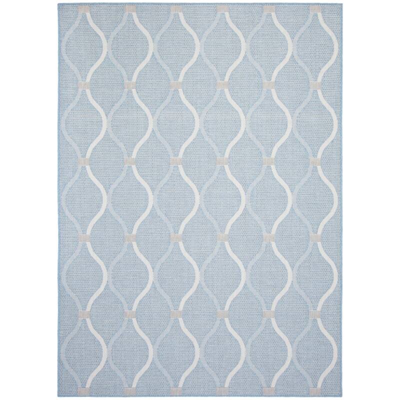 ECARPETGALLERY Veranda Abstract Indoor/ Outdoor Rug - 6'7 x 9'6 - Light Blue
