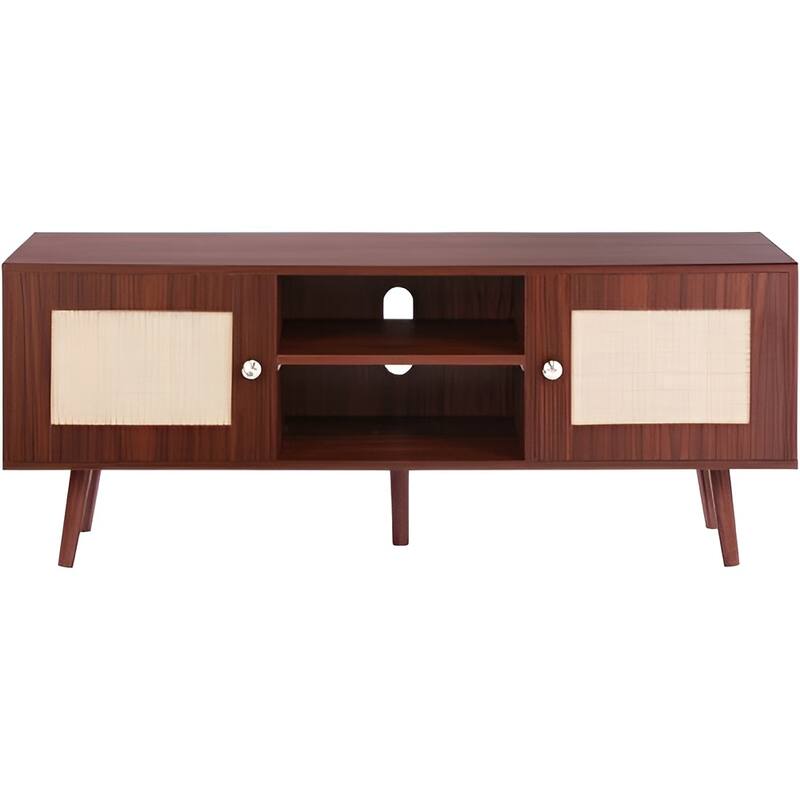 Mid Century Modern Rattan TV Console for Living Room and Media Room