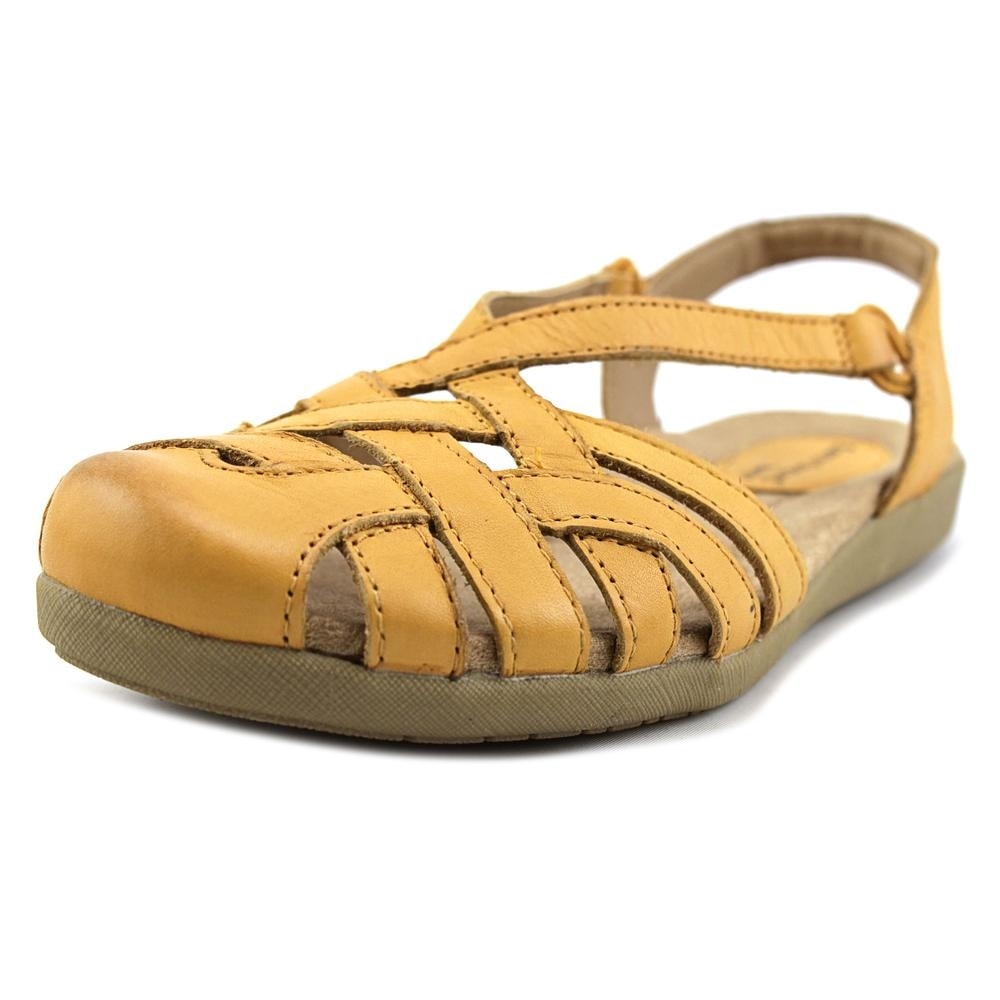 Women Open Toe Leather Yellow Sandals 