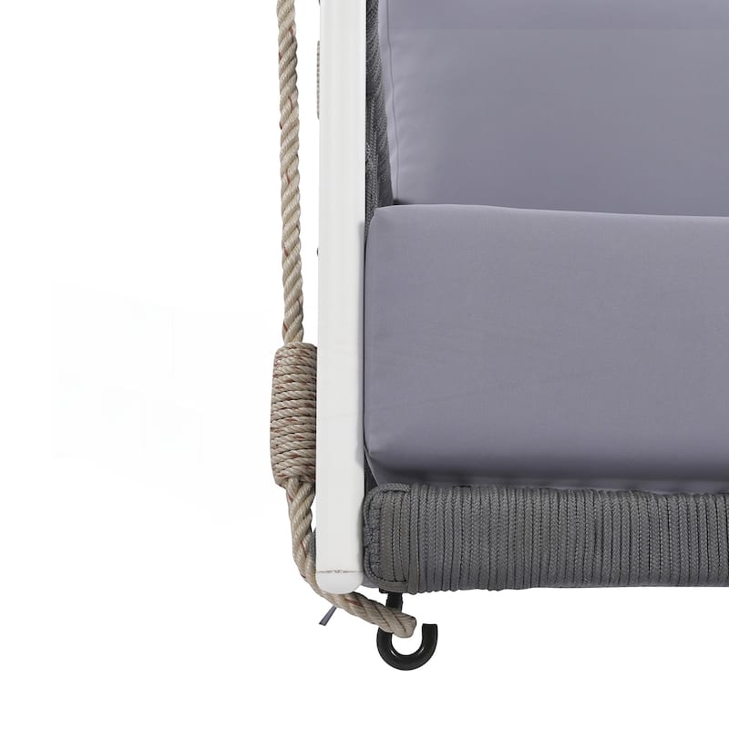 Woven Rope Outdoor Swing Sofa with Soft Cushions