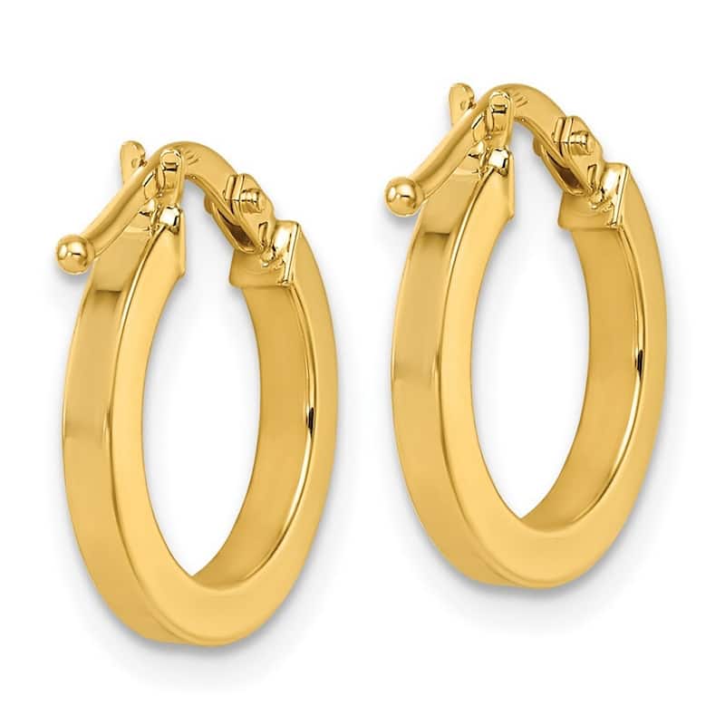 Curata 14k Yellow Gold Polished Square Tube Hoop Earrings - 15.2x14.5mm