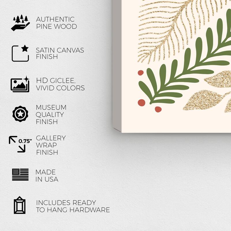Wynwood Studio Canvas Holiday and Seasonal Fresh Greetings Glitter Season Green Glam Wall Art Canvas Print