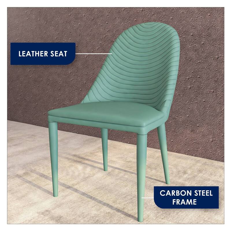 Leather Dining Side Chair with Metal Legs Set of 2 Seville Series
