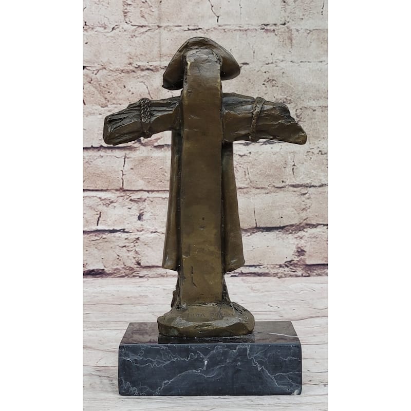 Pirate Skeleton Tied To Post Real Bronze Metal Statue Sculpture On Marble Base
