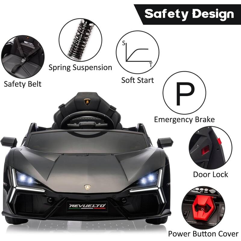 12V Kids Ride On Car, Licensed Lamborghini Revuelto Electric Car for Kids