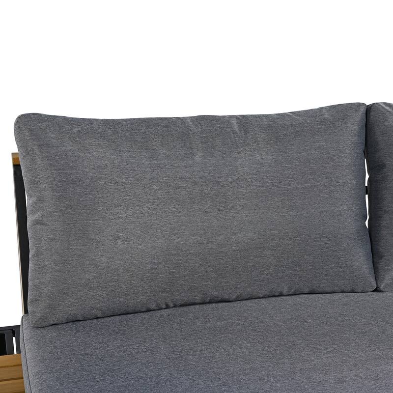 4-Piece Outdoor Patio Iron Sectional Sofa Set with Coffee Table and Side Storage Shelf
