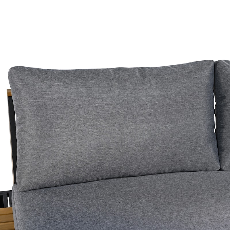 Patio Furniture Set with Loveseats and Pillows, 4 Pieces Outdoor Sofa Set with Waterproof Cushions and Coffee Table