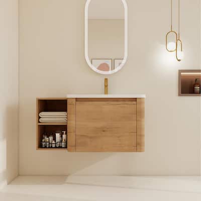 BNK 24''/28''/36''/40''/60''/68'' Bathroom Vanity With Sink, Floating Bathroom Vanity with Soft Close Doors and Shelf