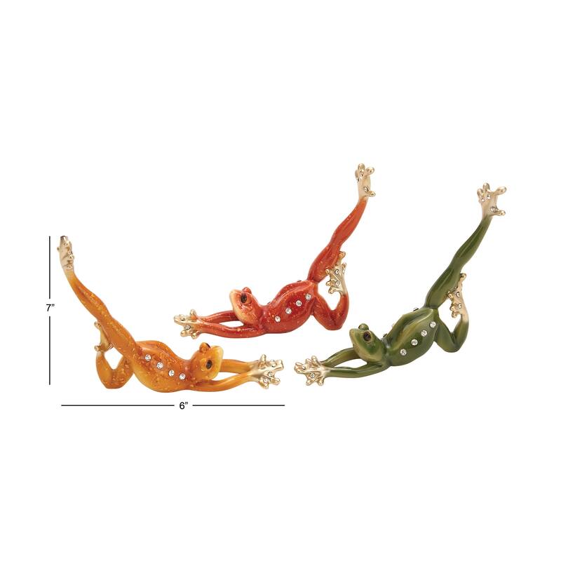 Polystone Frog Decorative Sculpture - Set of 3 Multi Colored - Roche River Decor