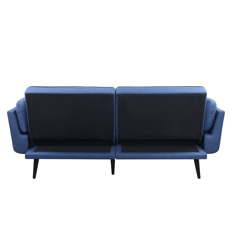 Blue Fabric Adjustable Sofa & Ottoman, 2 Pillows, 300lbs Capacity
