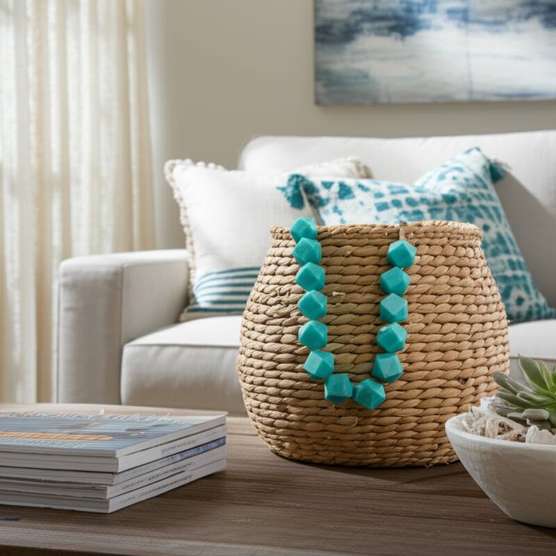 Resin Decorative Bead Coastal Style Tassel Detail Home Decor - 2" Blue - 45" x 2" x 2"