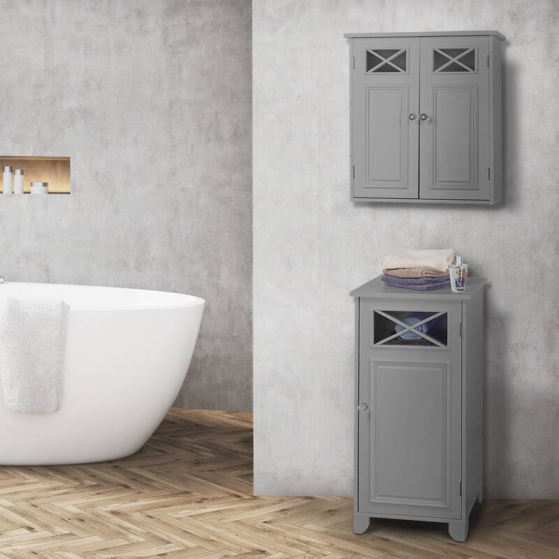Teamson Home Dawson Removable Two-Door Wall Cabinet, Gray