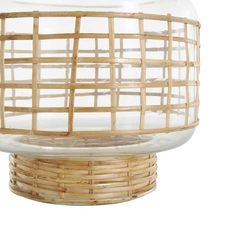 Glass Handmade Rattan Wrapped Decorative Vase - Set of 2 Clear - Roche River Decor