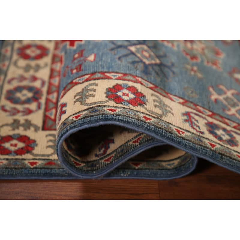 Blue Kazak Oriental Accent Rug Handmade Wool Carpet - 2'8" x 3'10"
