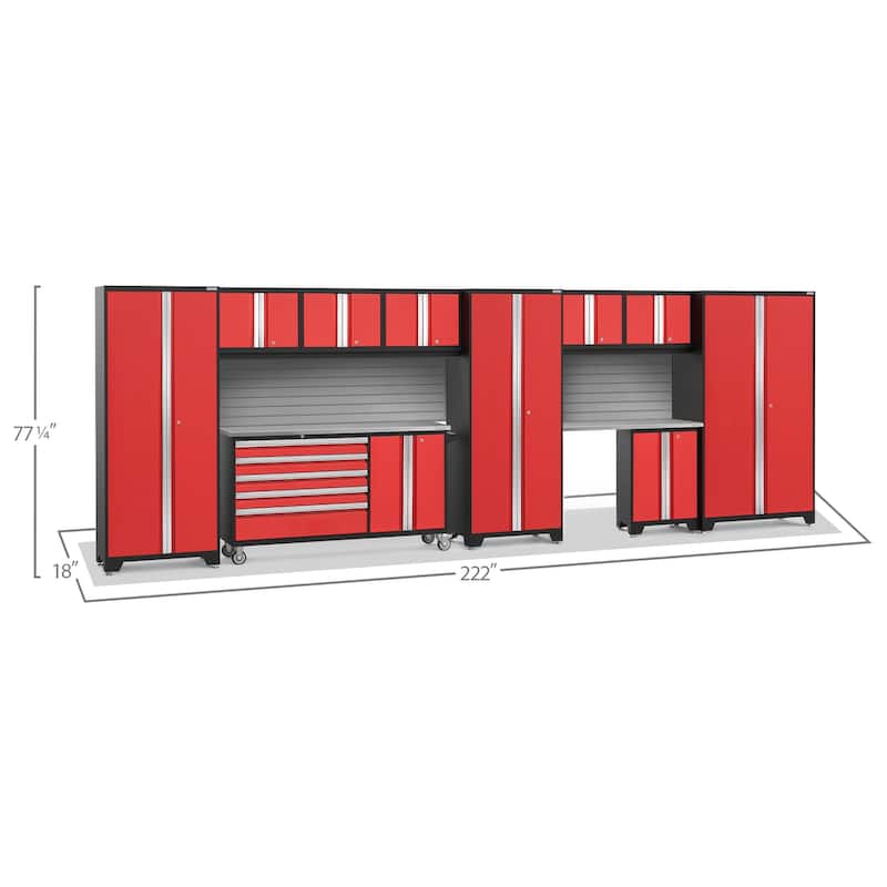 NewAge Products Bold Series 222" W x 18" D 11 Piece Garage Cabinet Set