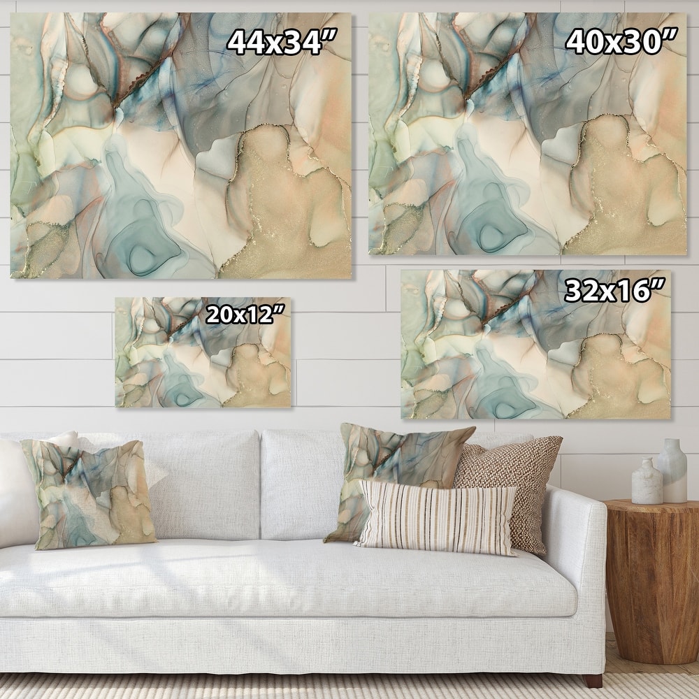 Designart "Grey Tender Liquid Art I" Modern Canvas Wall Art Print