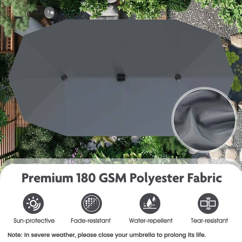 Costway 13 FT Large Patio Umbrella with LED Solar Lights Crank Handle