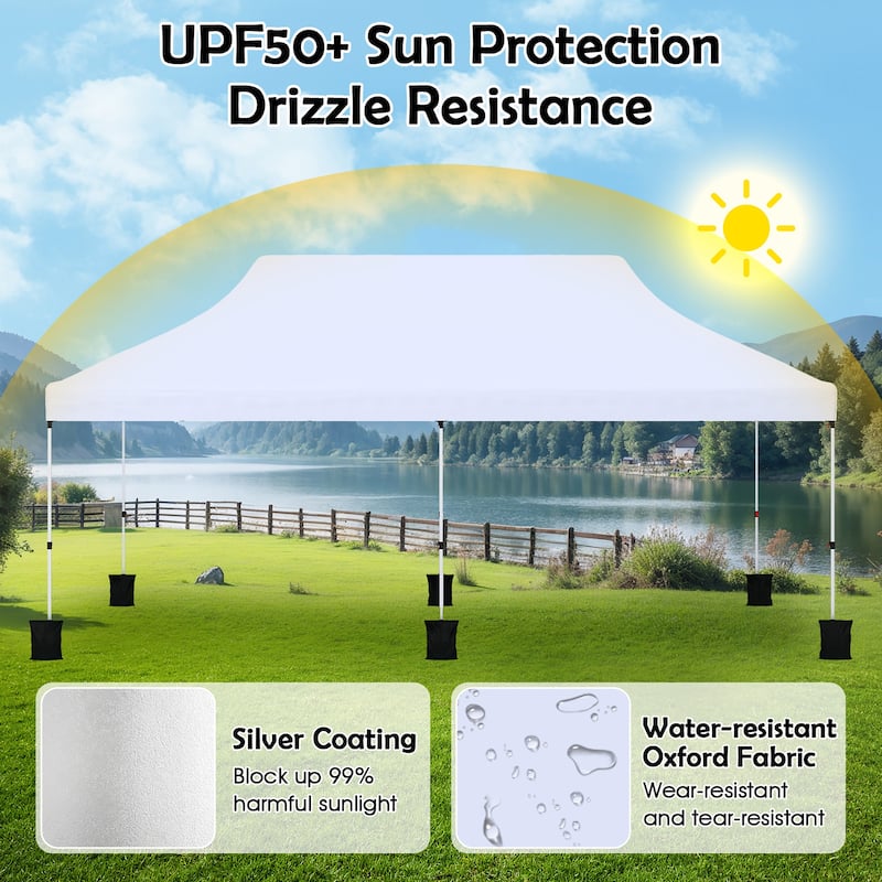 Gymax 10 x 20FT Pop-up Canopy Tent Folding Instant Sun Shelter w/ 3