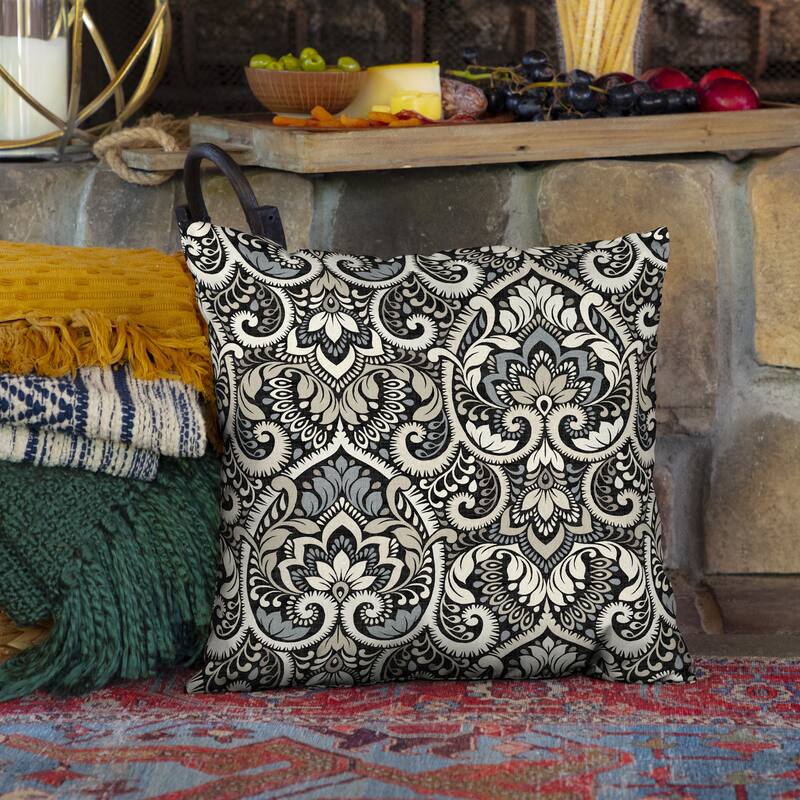 ARDEN Aurora Damask Outdoor 16 x 16 in. Square Pillow