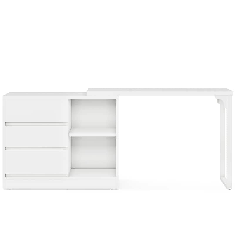 White Vanity Desk, Makeup Table with Ample Storage