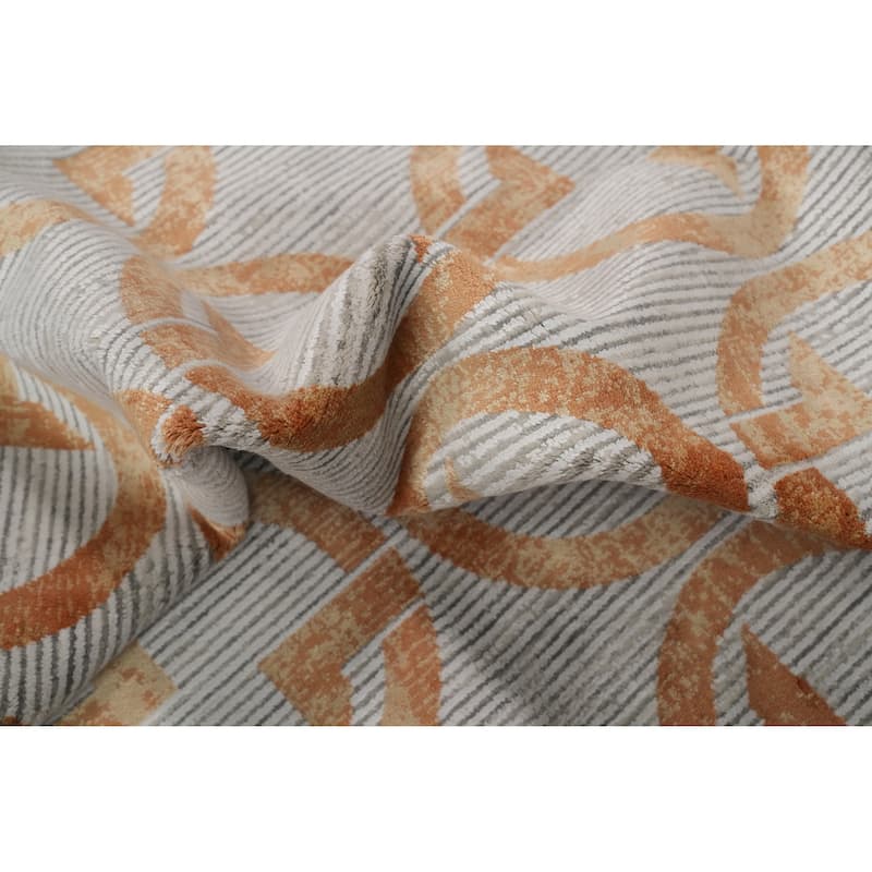 Machine Made Oriental Polyester Carpet Modern Geometric Greys & Charcoal Modern Area Rug - 7' 5'' X 5' 2''