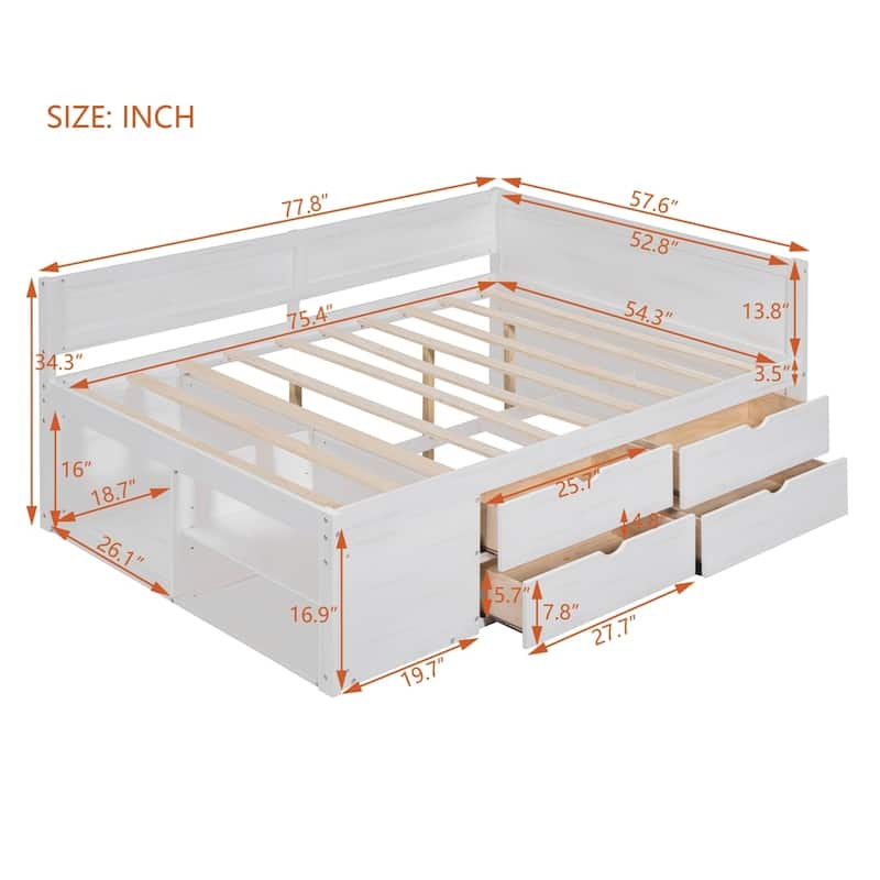 Daybed with Drawers and Shelves