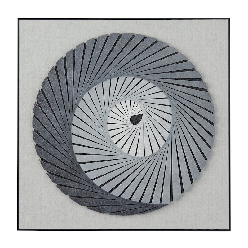 Gray Wood 3D Spiral Geometric Shadow Box with Black Frame