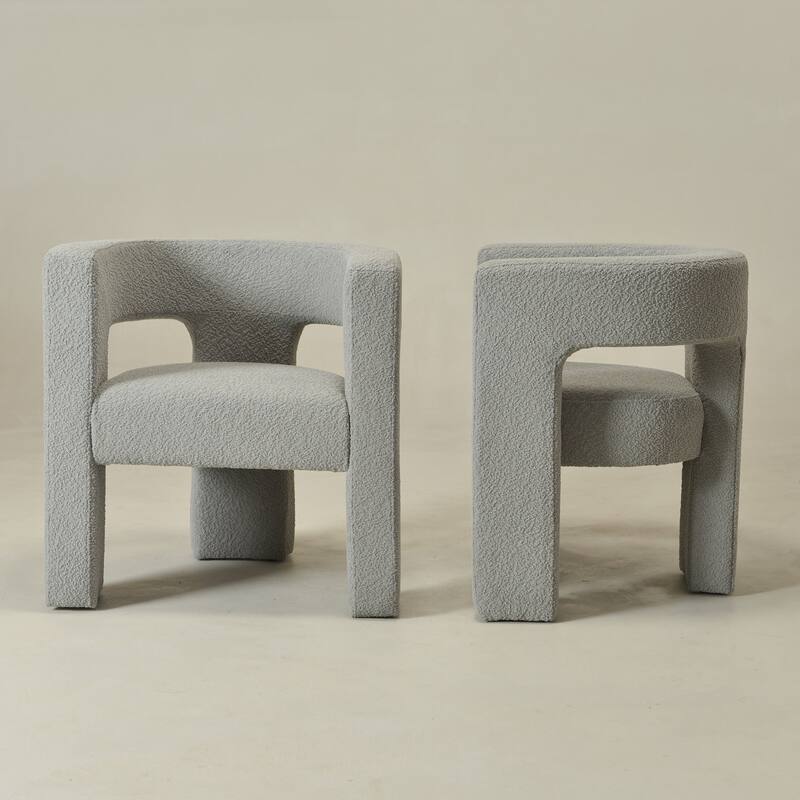 KINWELL 28" Wide Boucle Upholstered Square Armchair (Set of 2)